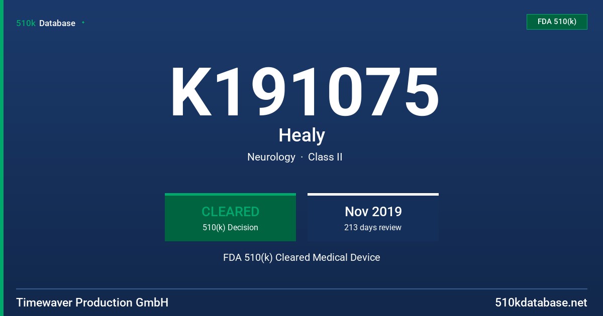 K191075 Healy FDA 510(k) Cleared Medical Device