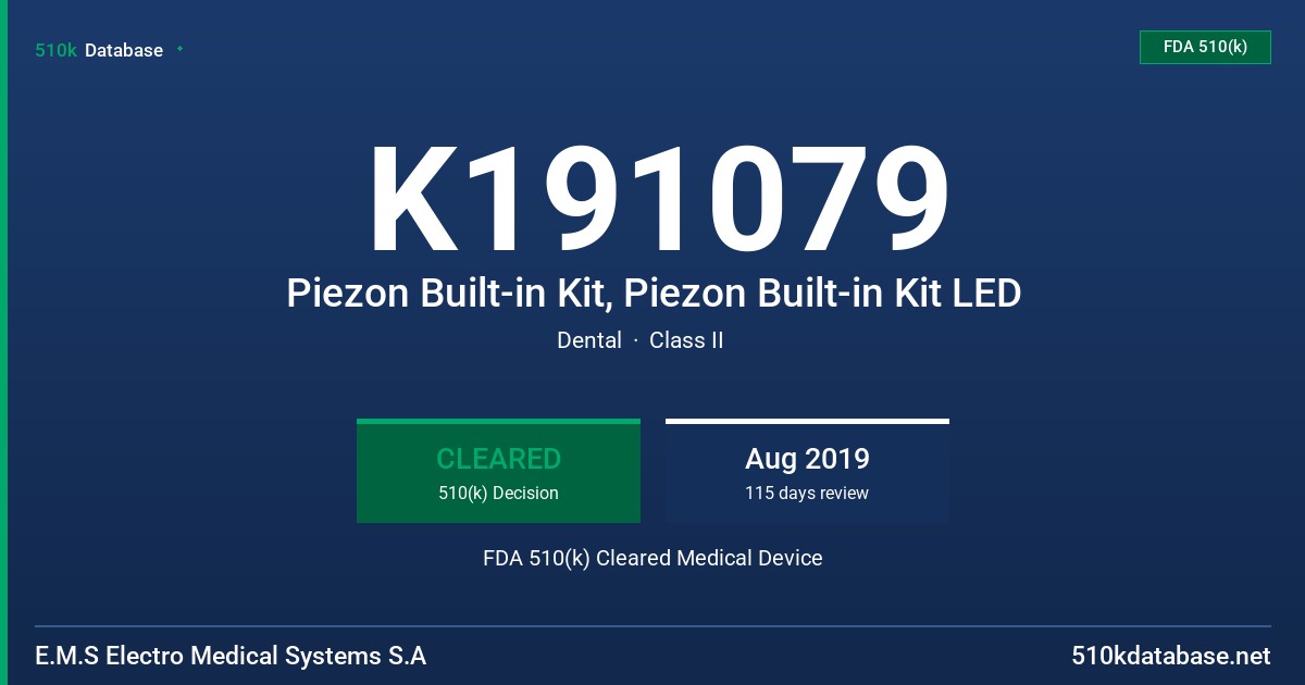 K191079 Piezon Built-in Kit, Piezon Built-in Kit LED FDA 510(k) Cleared Medical Device