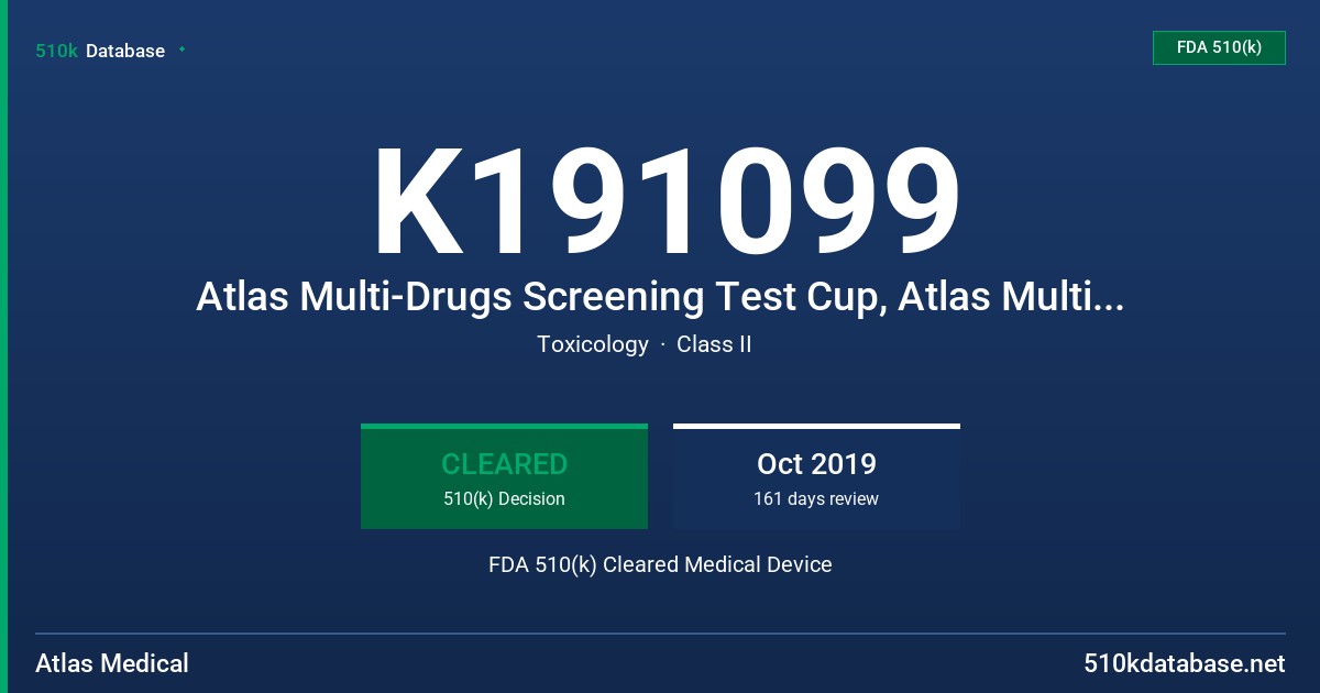 K191099 Atlas Multi-Drugs Screening Test Cup, Atlas Multi-Drugs Screening Test Panel FDA 510(k) Cleared Medical Device