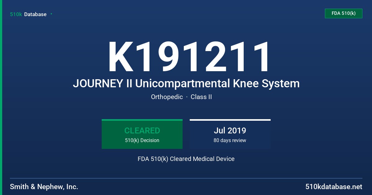 K191211 JOURNEY II Unicompartmental Knee System FDA 510(k) Cleared Medical Device
