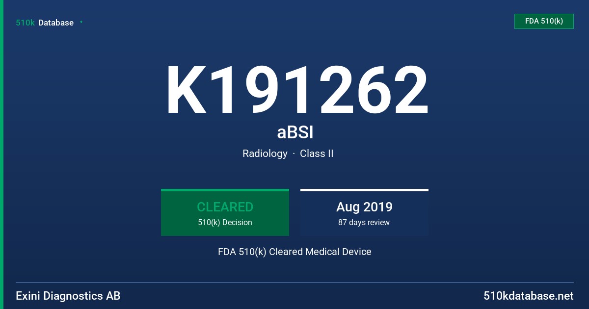 K191262 aBSI FDA 510(k) Cleared Medical Device