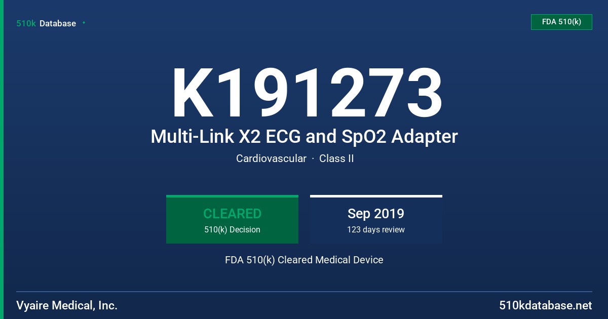 K191273 Multi-Link X2 ECG and SpO2 Adapter FDA 510(k) Cleared Medical Device