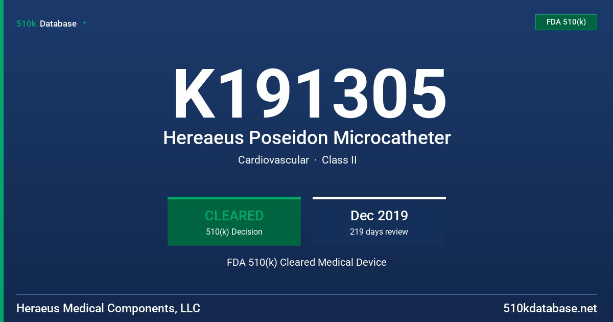 K191305 Hereaeus Poseidon Microcatheter FDA 510(k) Cleared Medical Device