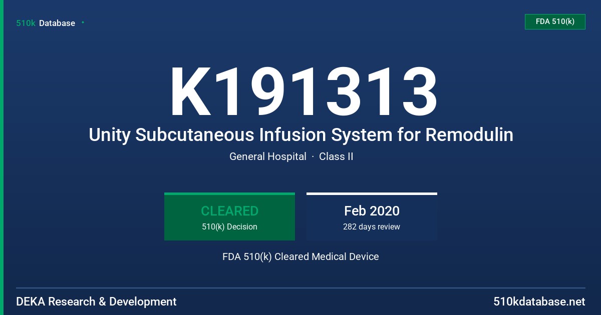 K191313 Unity Subcutaneous Infusion System for Remodulin FDA 510(k) Cleared Medical Device