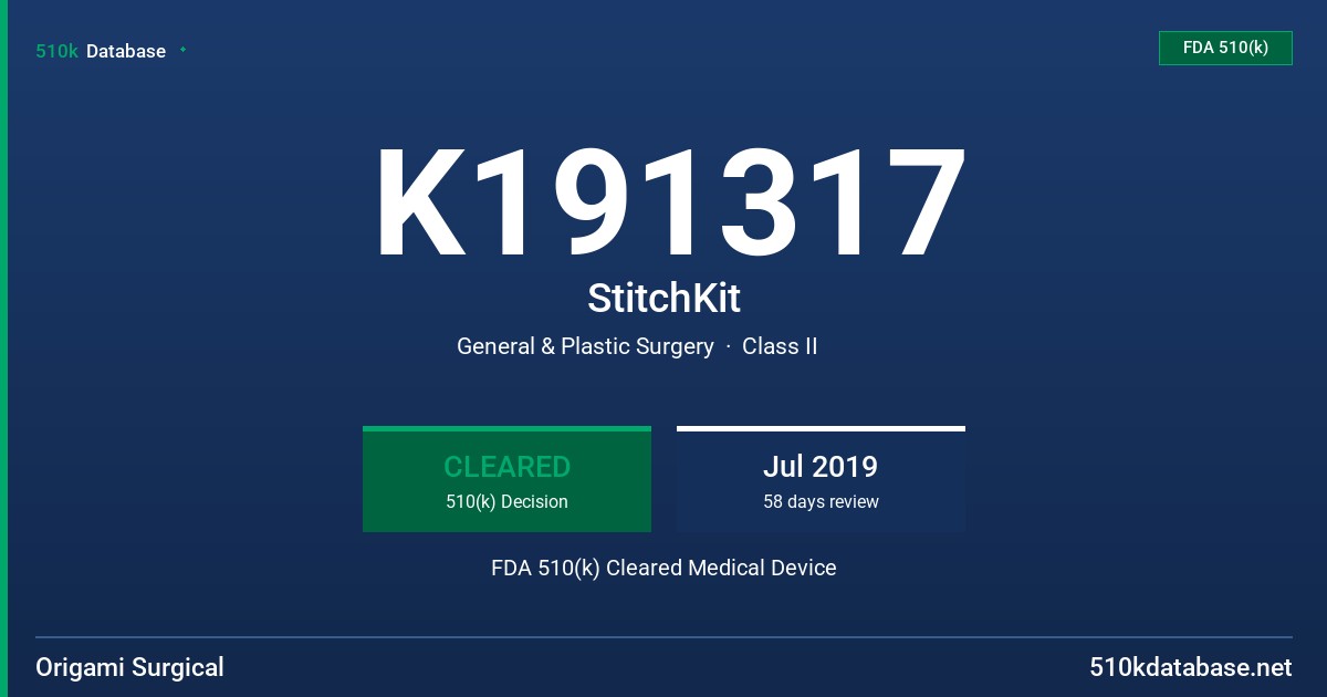 K191317 StitchKit FDA 510(k) Cleared Medical Device