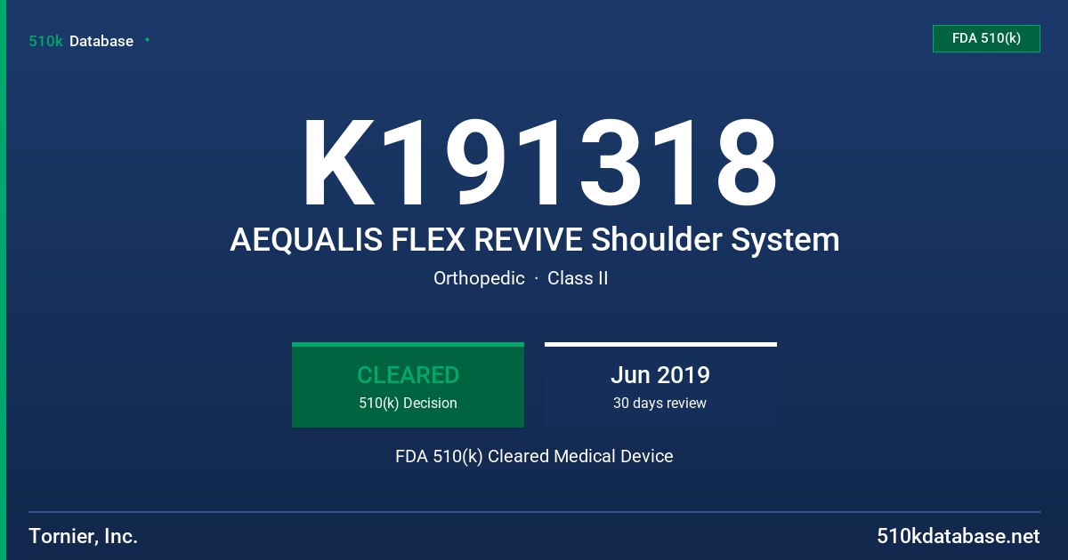 K191318 AEQUALIS FLEX REVIVE Shoulder System FDA 510(k) Cleared Medical Device