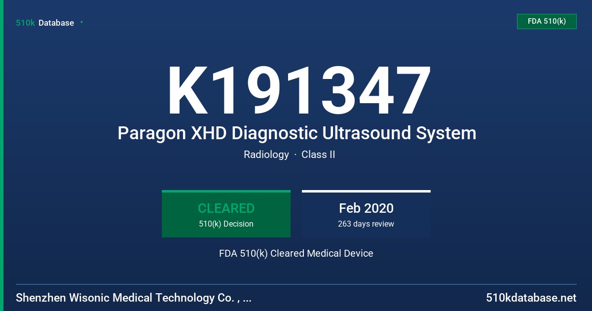 K191347 Paragon XHD Diagnostic Ultrasound System FDA 510(k) Cleared Medical Device