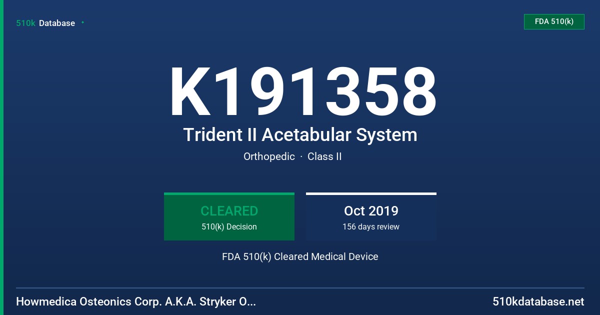K191358 Trident II Acetabular System FDA 510(k) Cleared Medical Device