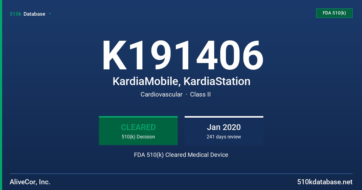 K191406 KardiaMobile, KardiaStation FDA 510(k) Cleared Medical Device