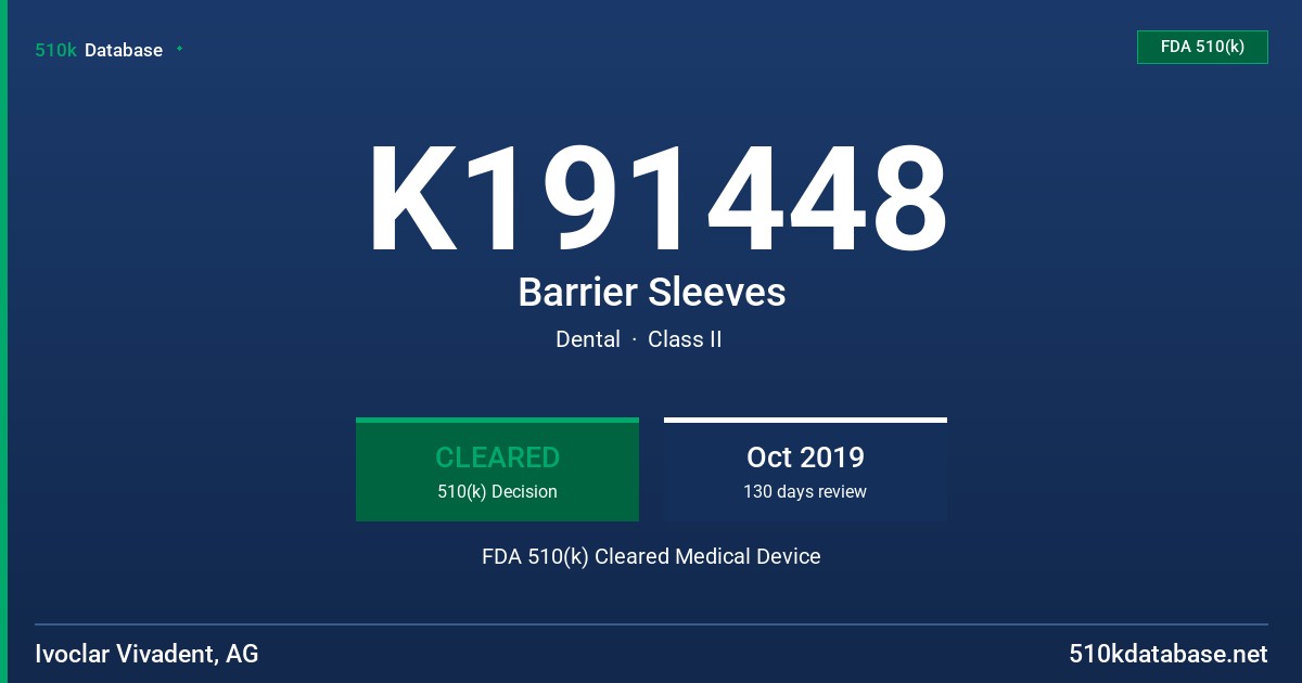 K191448 Barrier Sleeves FDA 510(k) Cleared Medical Device