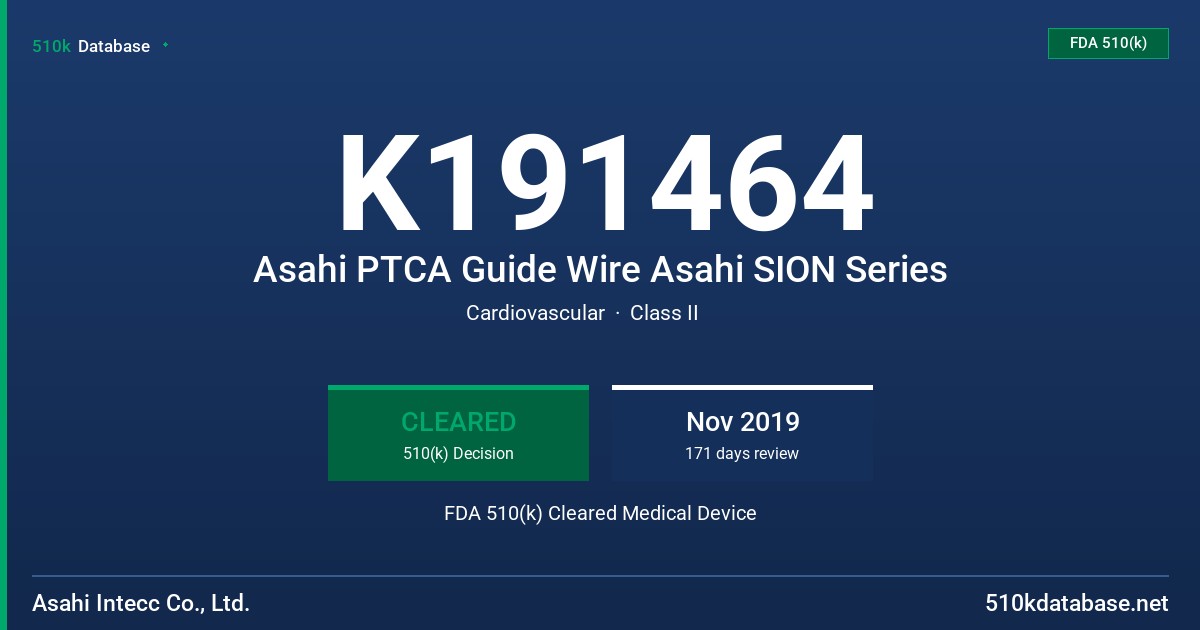 K191464 Asahi PTCA Guide Wire Asahi SION Series FDA 510(k) Cleared Medical Device
