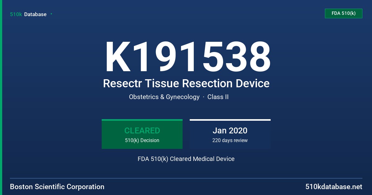 K191538 Resectr Tissue Resection Device FDA 510(k) Cleared Medical Device
