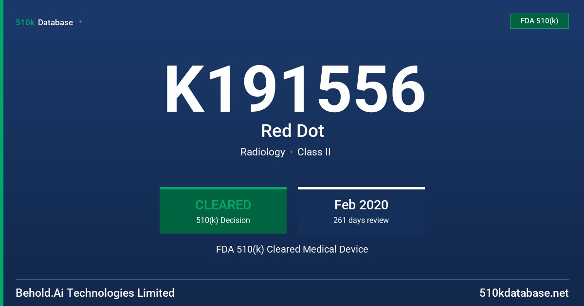 K191556 Red Dot FDA 510(k) Cleared Medical Device