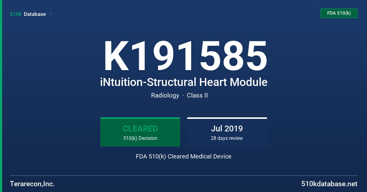 K191585 iNtuition-Structural Heart Module FDA 510(k) Cleared Medical Device