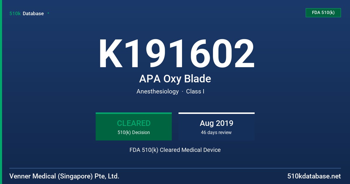 K191602 APA Oxy Blade FDA 510(k) Cleared Medical Device