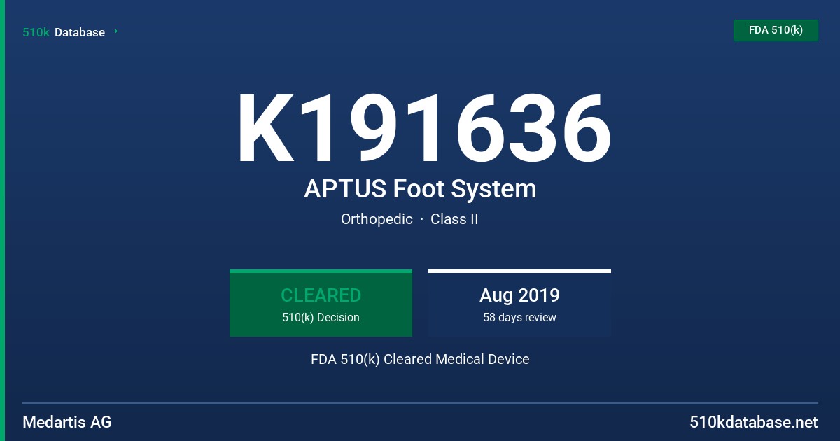 K191636 APTUS Foot System FDA 510(k) Cleared Medical Device