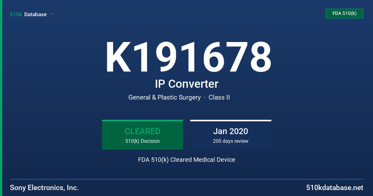 K191678 IP Converter FDA 510(k) Cleared Medical Device