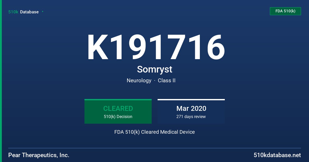 K191716 Somryst FDA 510(k) Cleared Medical Device
