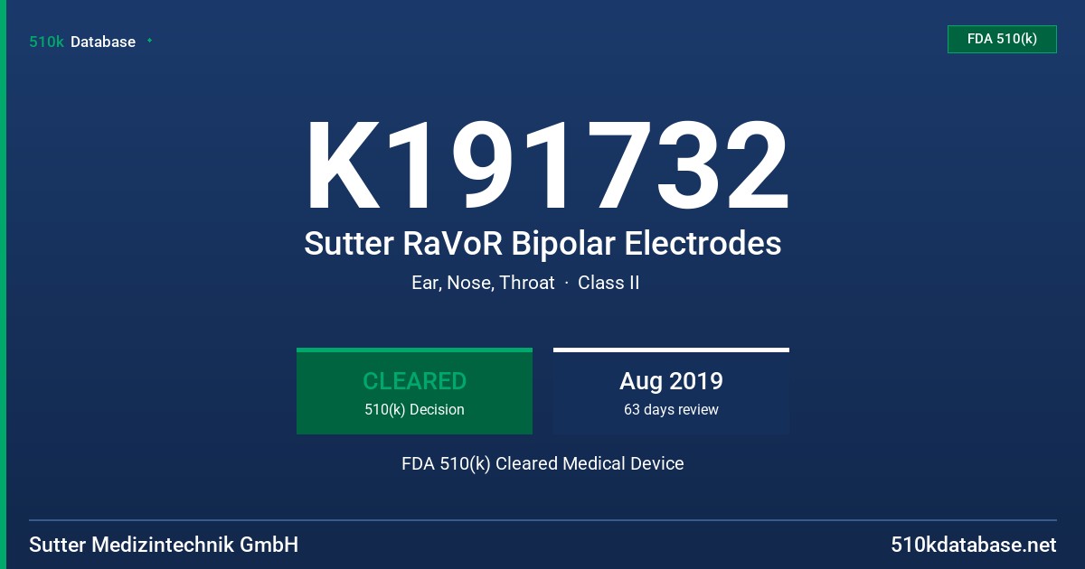 K191732 Sutter RaVoR Bipolar Electrodes FDA 510(k) Cleared Medical Device