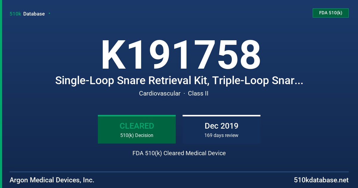 K191758 Single-Loop Snare Retrieval Kit, Triple-Loop Snare Retrieval Kit FDA 510(k) Cleared Medical Device