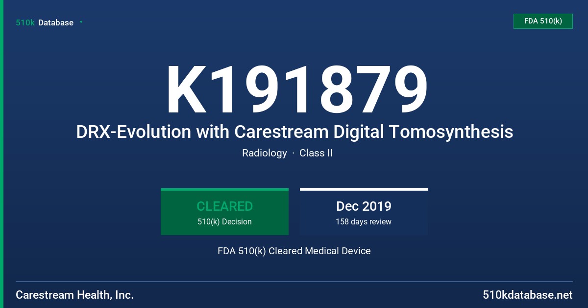 K191879 DRX-Evolution with Carestream Digital Tomosynthesis FDA 510(k) Cleared Medical Device