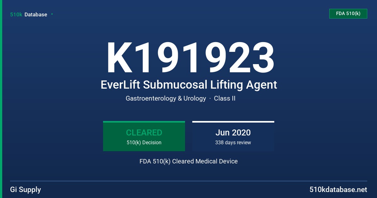 K191923 EverLift Submucosal Lifting Agent FDA 510(k) Cleared Medical Device