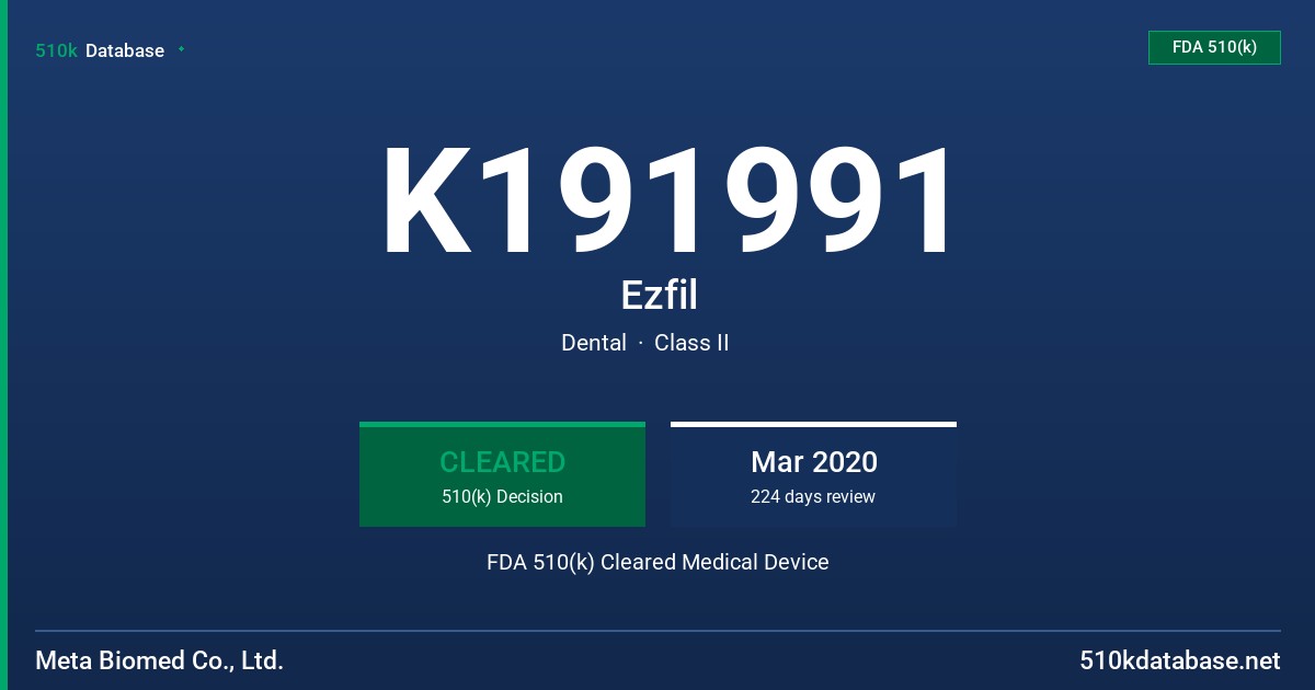 K191991 Ezfil FDA 510(k) Cleared Medical Device