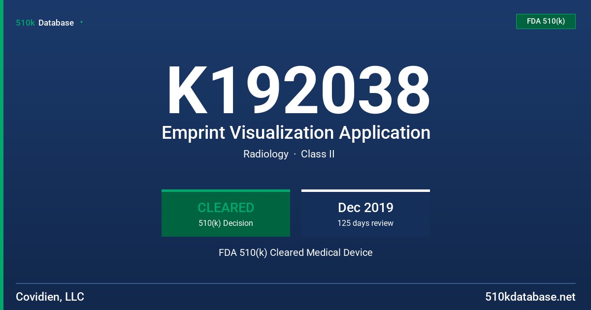 K192038 Emprint Visualization Application FDA 510(k) Cleared Medical Device