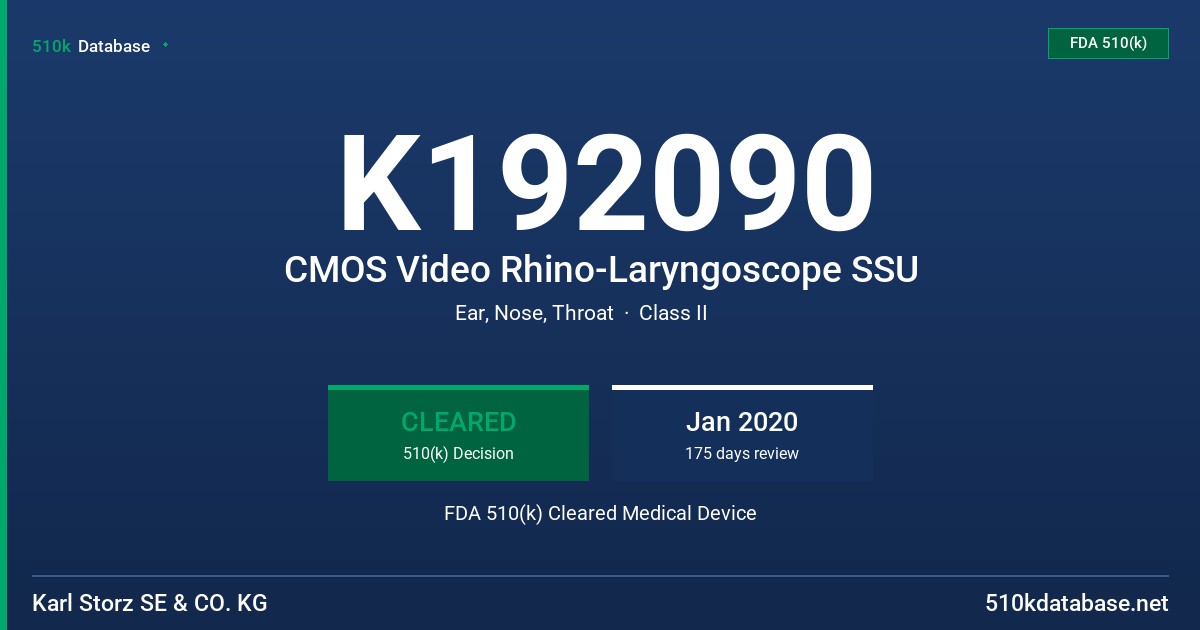K192090 CMOS Video Rhino-Laryngoscope SSU FDA 510(k) Cleared Medical Device
