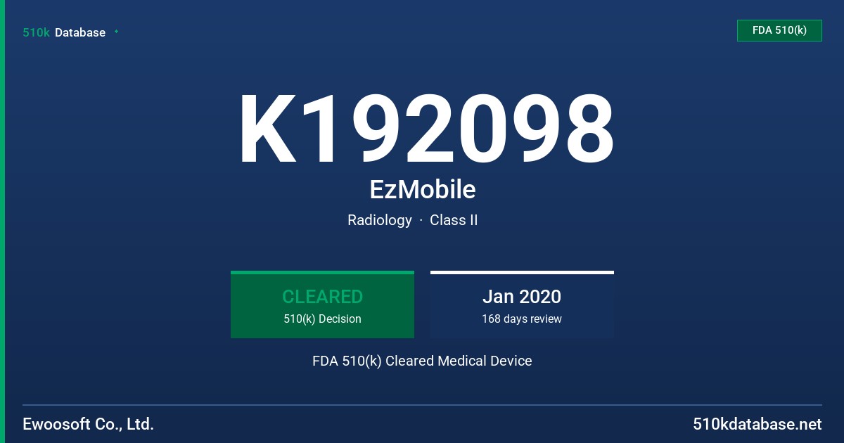 K192098 EzMobile FDA 510(k) Cleared Medical Device
