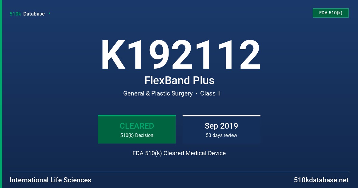 K192112 FlexBand Plus FDA 510(k) Cleared Medical Device