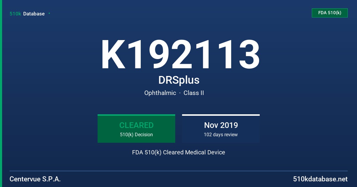 K192113 DRSplus FDA 510(k) Cleared Medical Device