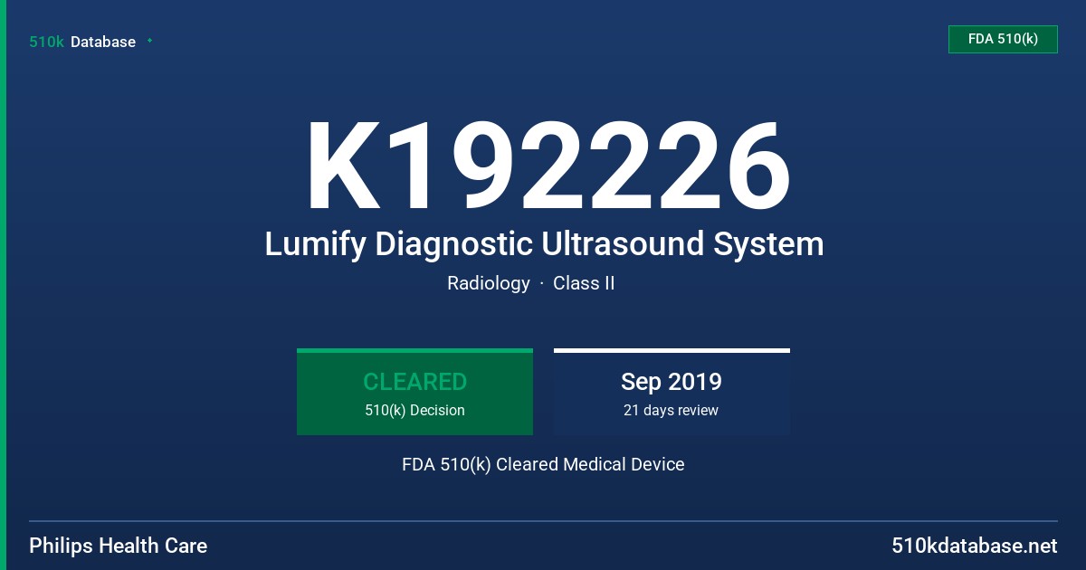K192226 Lumify Diagnostic Ultrasound System FDA 510(k) Cleared Medical Device