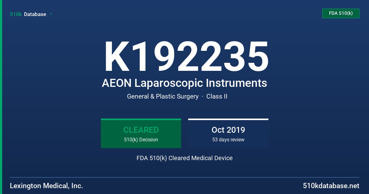 K192235 AEON Laparoscopic Instruments FDA 510(k) Cleared Medical Device