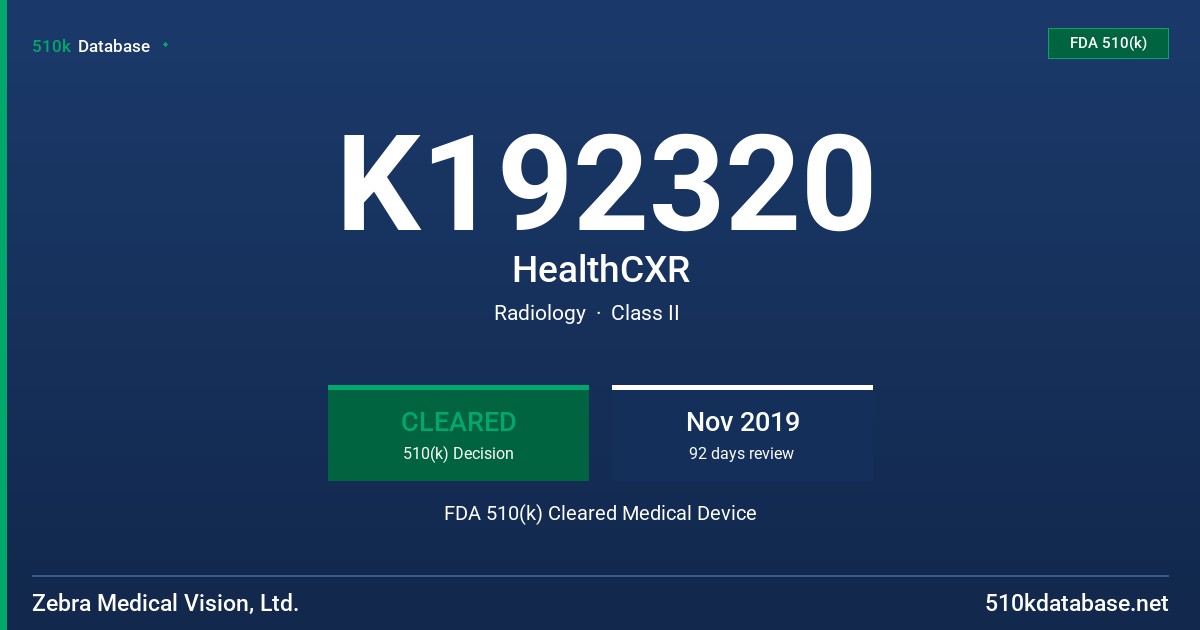 K192320 HealthCXR FDA 510(k) Cleared Medical Device