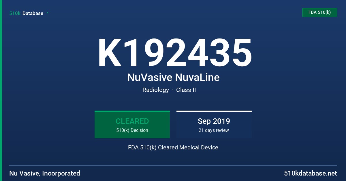K192435 NuVasive NuvaLine FDA 510(k) Cleared Medical Device