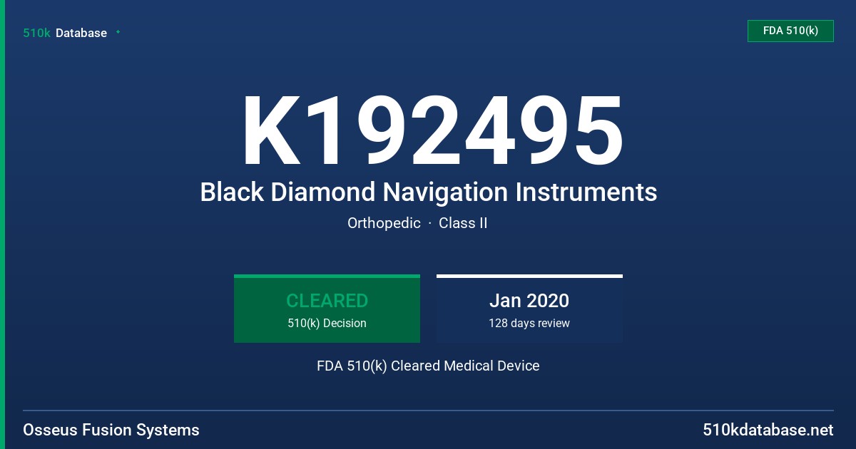 K192495 Black Diamond Navigation Instruments FDA 510(k) Cleared Medical Device