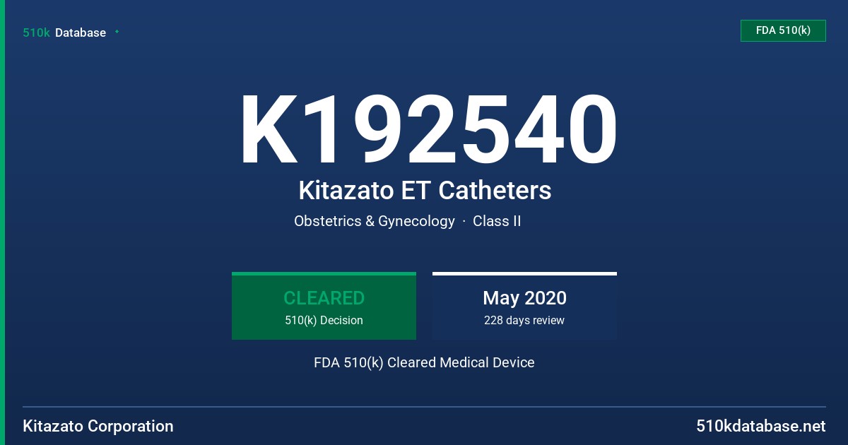 K192540 Kitazato ET Catheters FDA 510(k) Cleared Medical Device