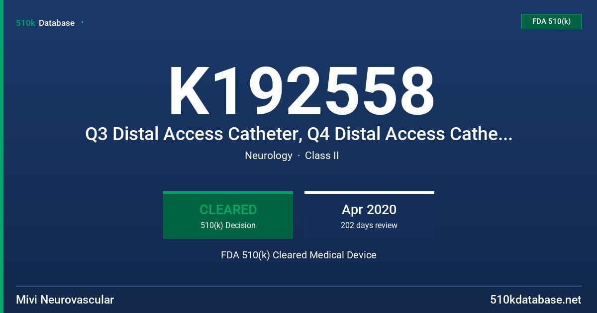 K192558 Q3 Distal Access Catheter, Q4 Distal Access Catheter, Q5 Distal Access Catheter, Q6Distal Access Catheter FDA 510(k) Cleared Medical Device