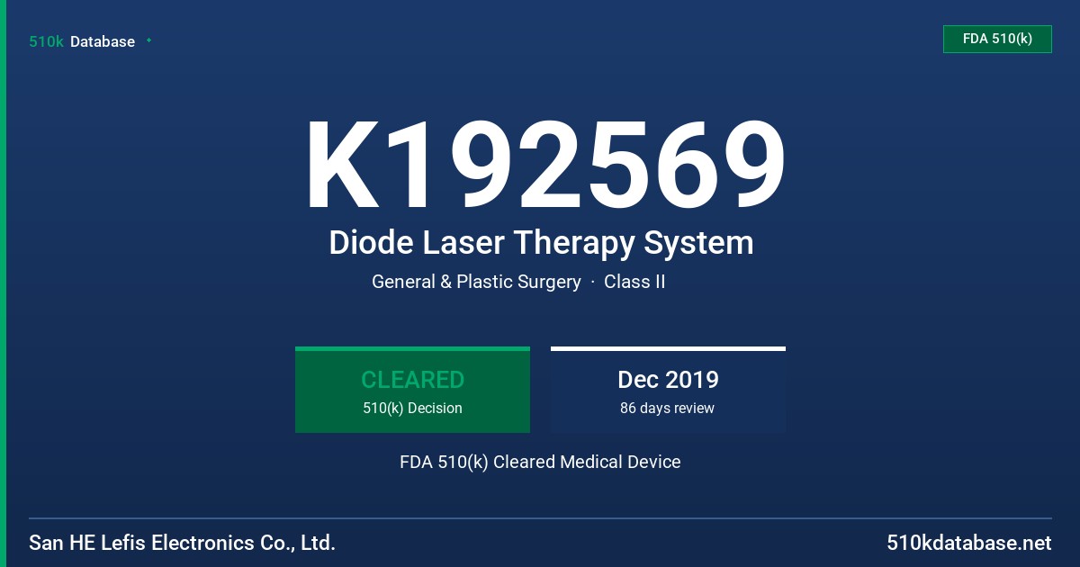 K192569 Diode Laser Therapy System FDA 510(k) Cleared Medical Device