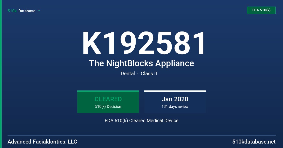 K192581 The NightBlocks Appliance FDA 510(k) Cleared Medical Device
