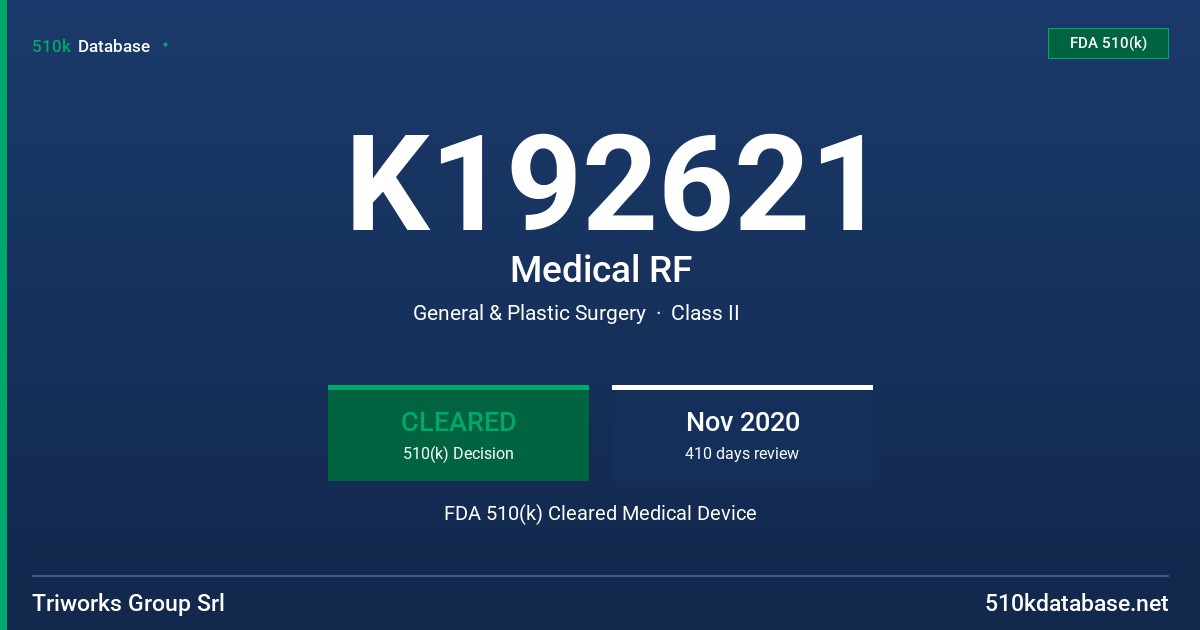 K192621 Medical RF FDA 510(k) Cleared Medical Device