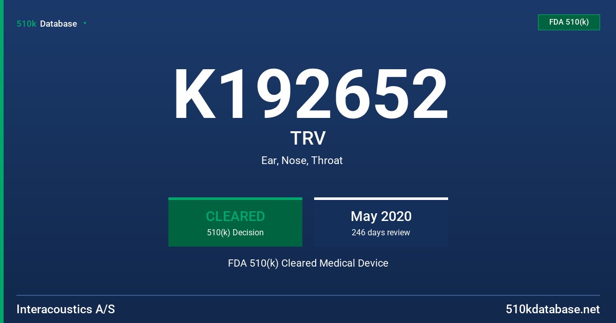 K192652 TRV FDA 510(k) Cleared Medical Device