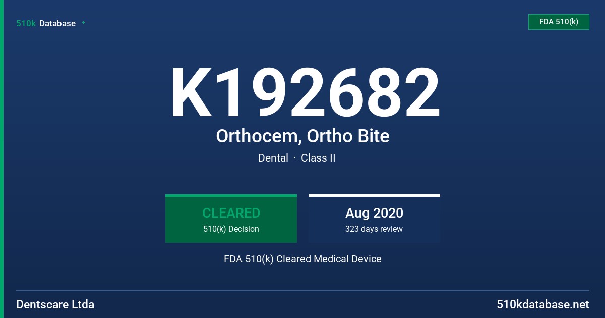 K192682 Orthocem, Ortho Bite FDA 510(k) Cleared Medical Device