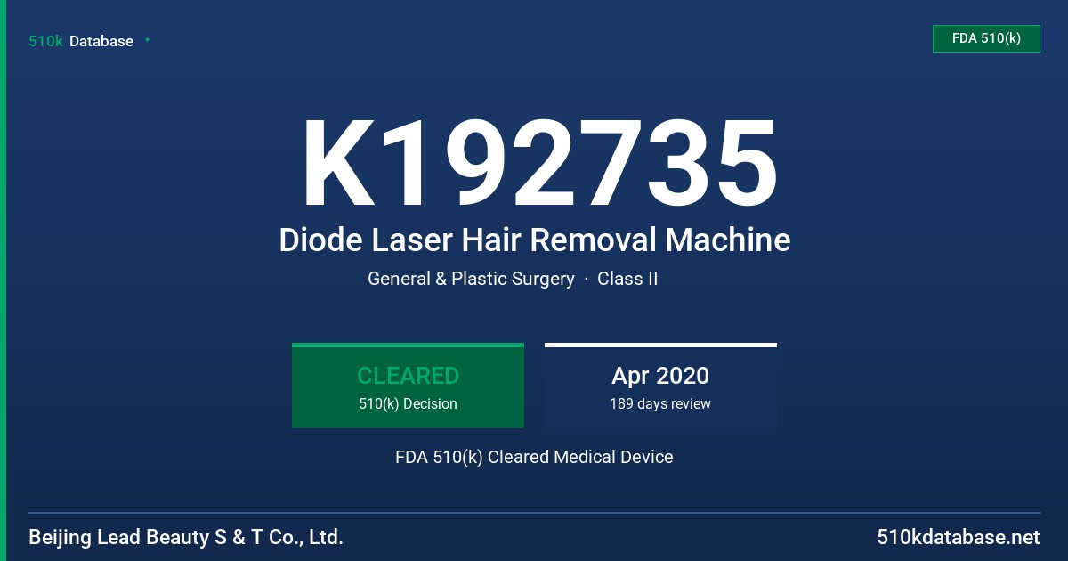 K192735 Diode Laser Hair Removal Machine FDA 510(k) Cleared Medical Device