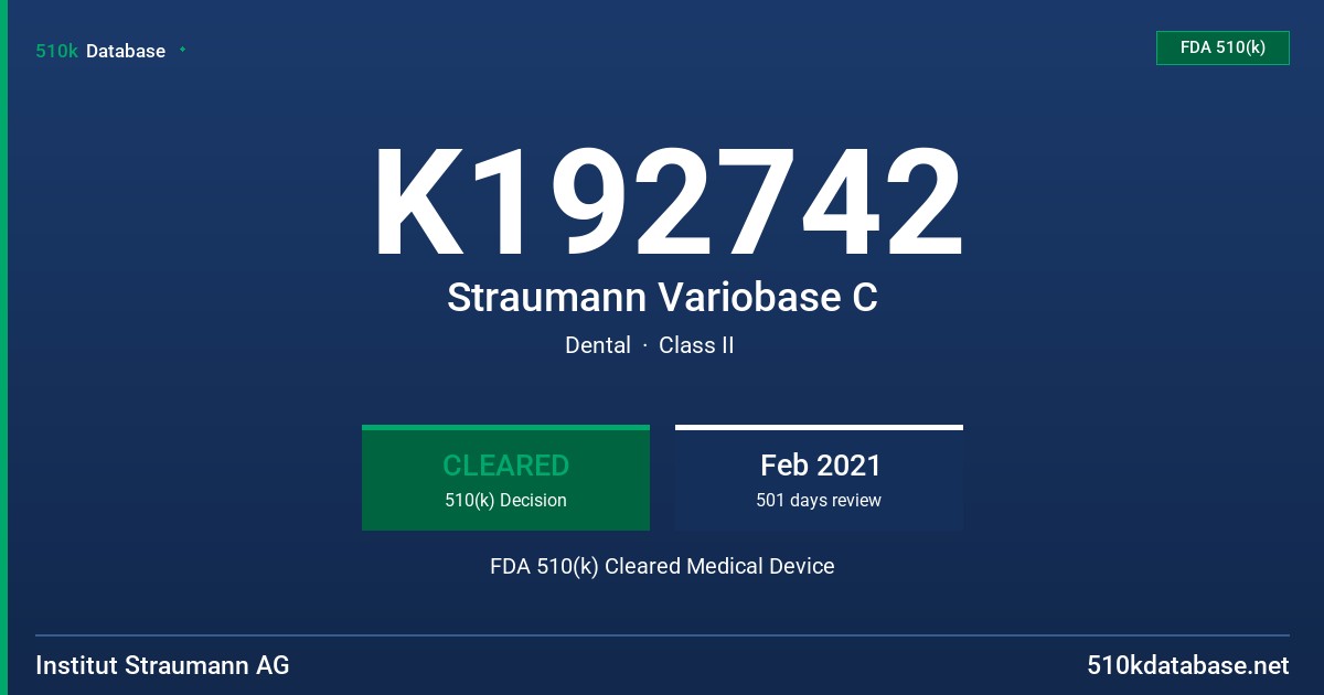 K192742 Straumann Variobase C FDA 510(k) Cleared Medical Device