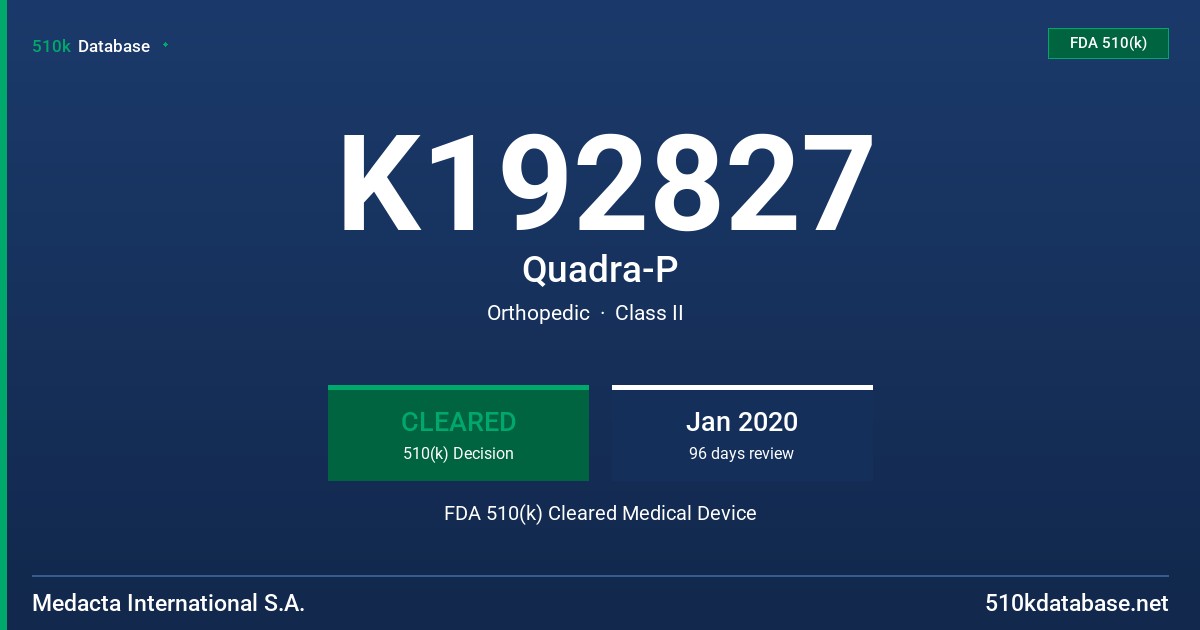 K192827 Quadra-P FDA 510(k) Cleared Medical Device