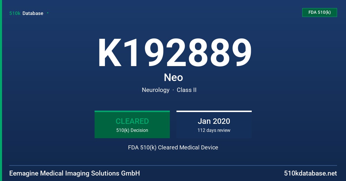 K192889 Neo FDA 510(k) Cleared Medical Device