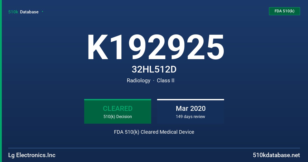 K192925 32HL512D FDA 510(k) Cleared Medical Device