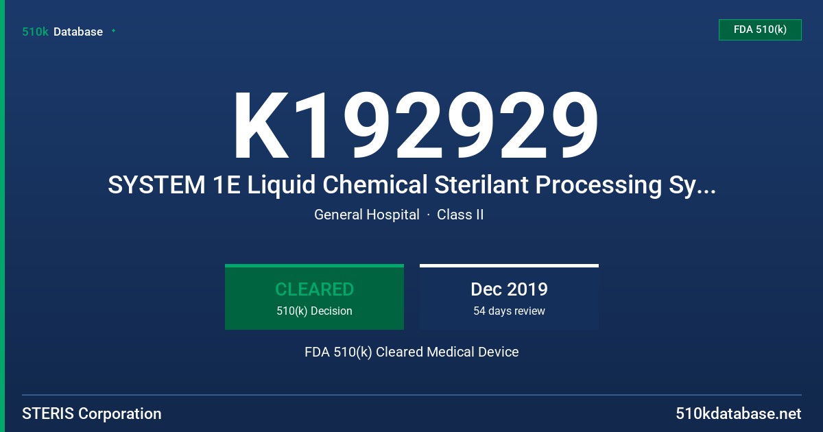 K192929 SYSTEM 1E Liquid Chemical Sterilant Processing System, SYSTEM 1 endo Liquid Chemical Sterilant Processing System, Model P6800, SYSTEM 1 endo Liquid Chemical Sterilant Processing System, Model P6900 FDA 510(k) Cleared Medical Device